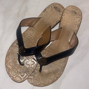 Tory burch sandals black gold